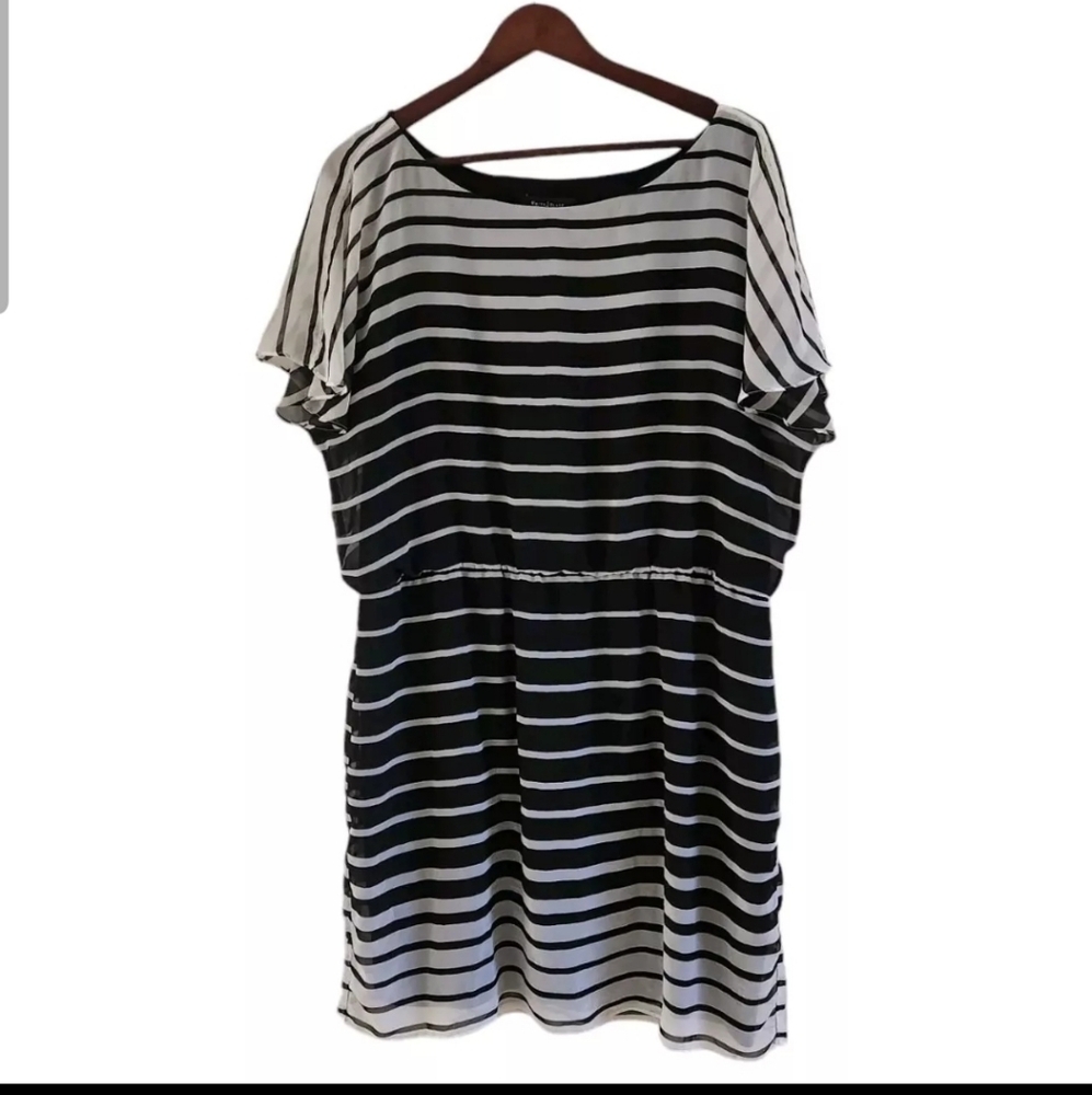 WHBM White House Black Market Size XL Striped Pullover Dress Elastic Waist